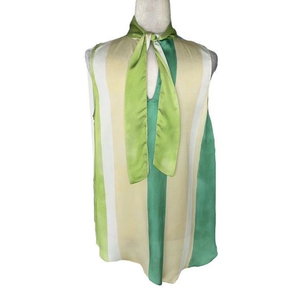 Zara Satin Striped Back Tie Bow Blogger’s Favorite Sleeveless Tunic Tank Top - M - Picture 12 of 16